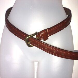 Chaps Brown Leather Belt with‎ Solid Brass Buckle Men's